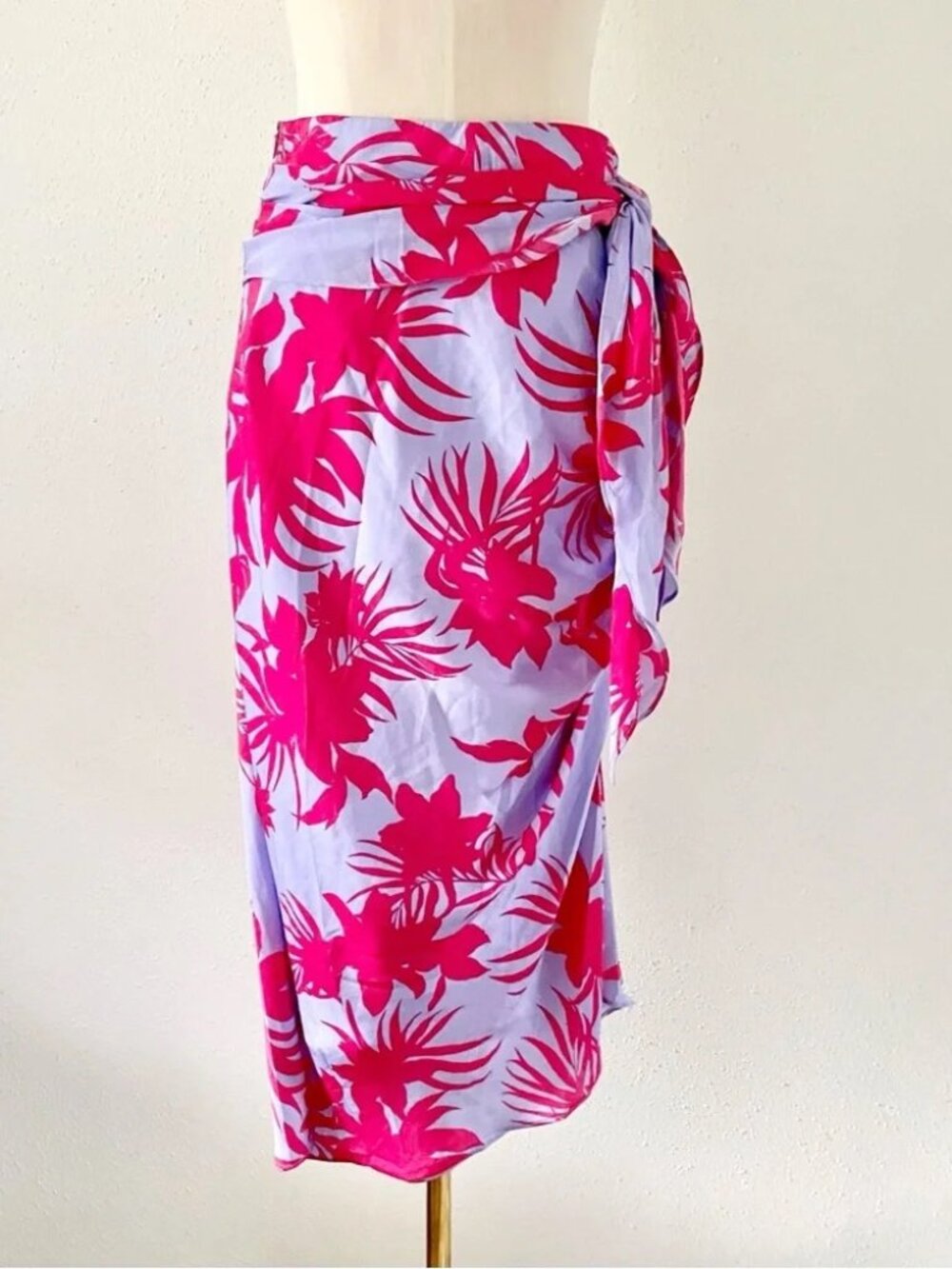 DO+BE Floral Pink, Purple Sarong Wrap Midi Asymmetrical Skirt Women's Size Small